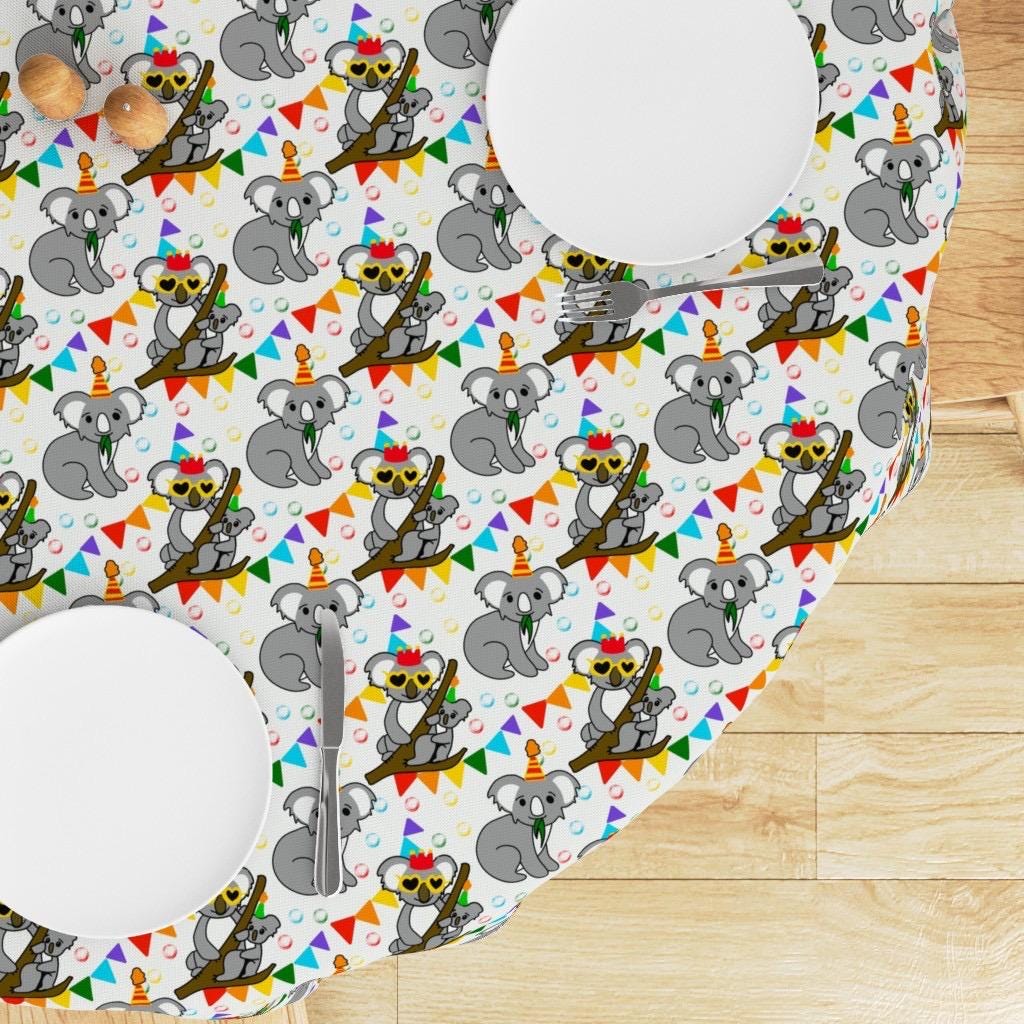 Party Koala Fabric by the Yard – Cute Koala Surface Pattern, Kids Fabric, Australia Animal Print, Celebration Fabric for Quilting & Craft