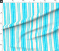 Turquoise Watercolor Stripe Fabric, Coastal Beach House Pattern