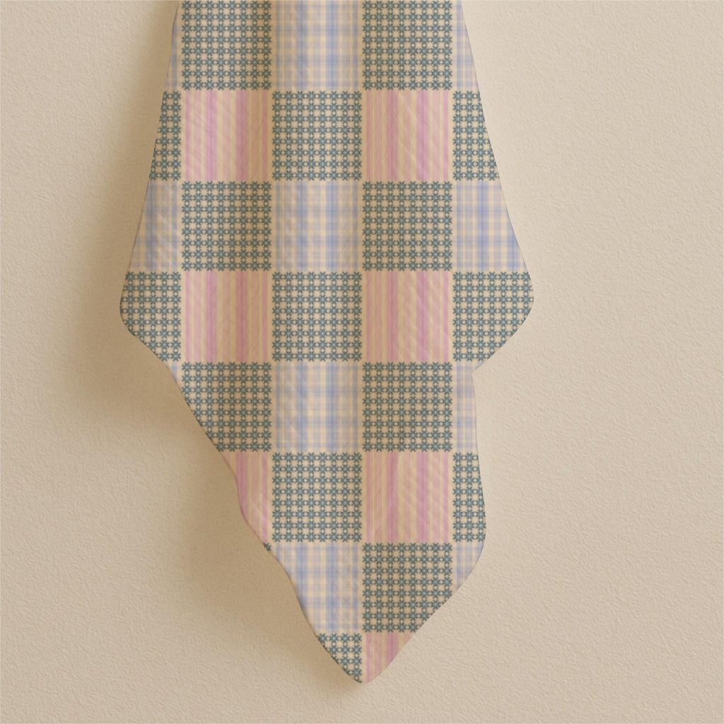 Vintage Patchwork Cotton Fabric, Blue Floral Pink Stripe, Pastel Quilting Material