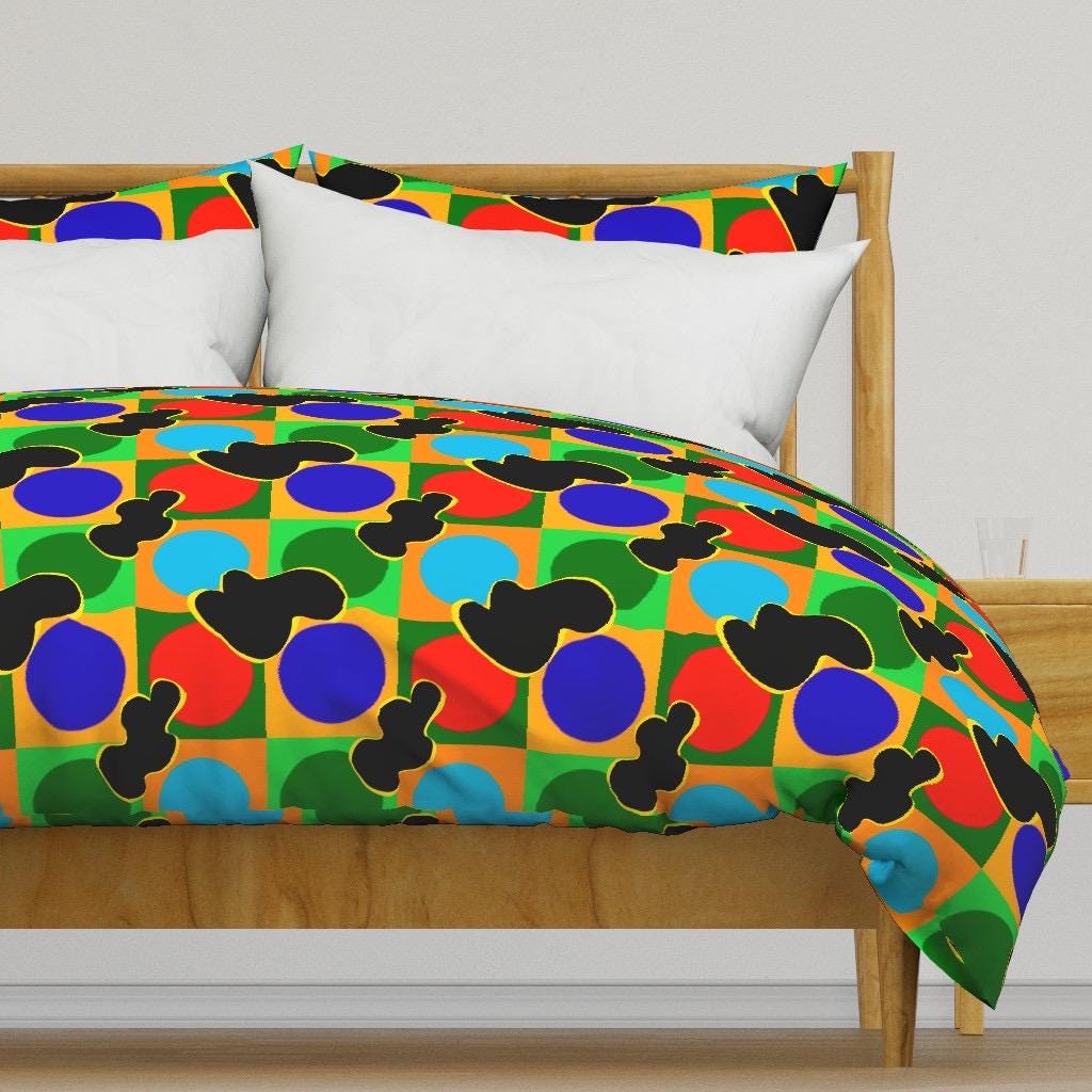 Retro Abstract Geometric Fabric by the Yard, Colorful Mod Circle Pattern Fabric, Bold Pop Art Shapes, Mid Century Modern Fabric for Quilting