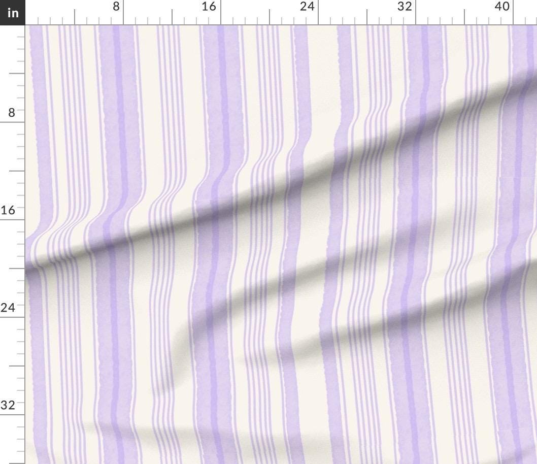 Lavender Watercolor Stripe Fabric, Hand Painted Cottagecore Nursery Textiles