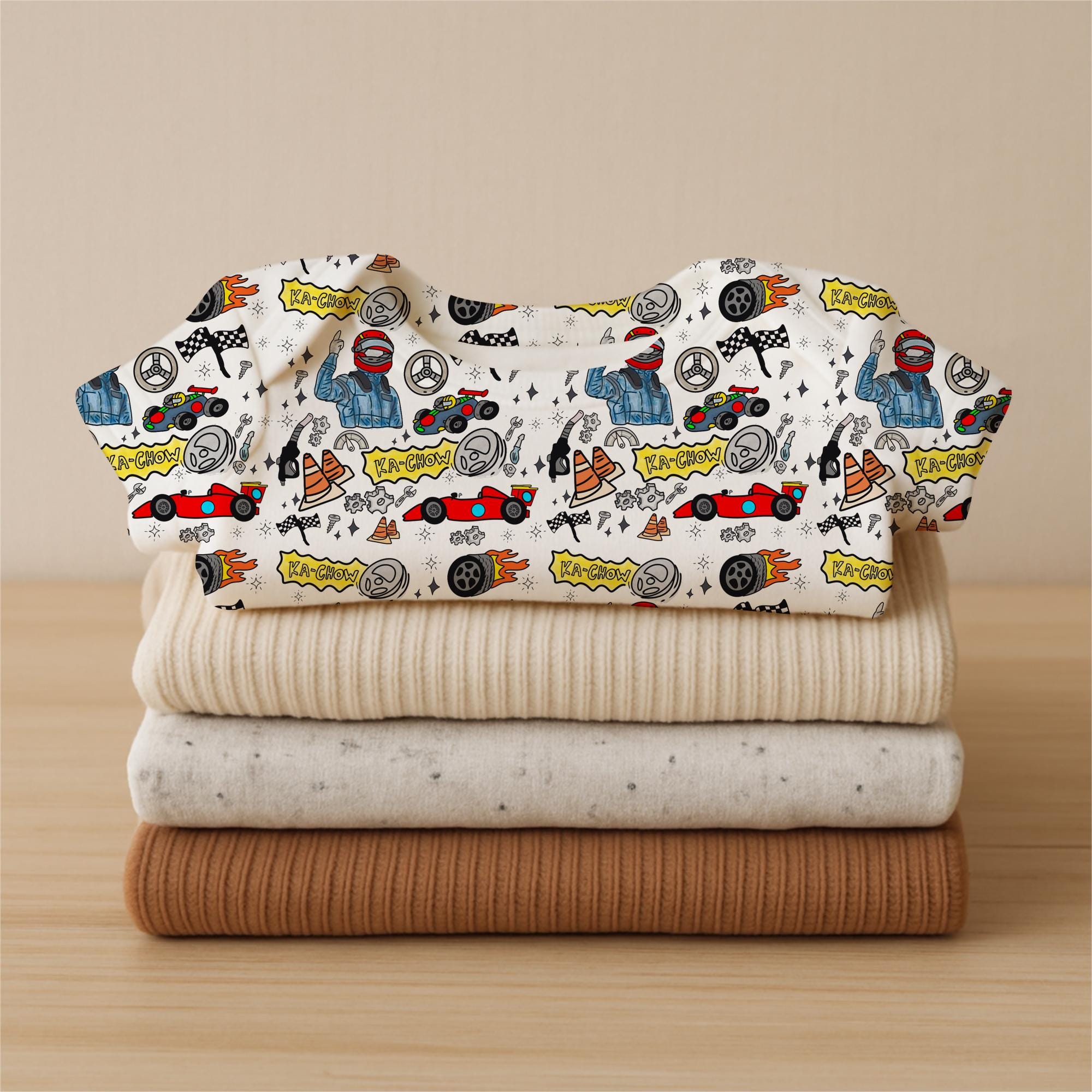 Doodle Racing Cars Fabric, Kids Quilting, Apparel Print, Cotton, Satin, Fabric by the yard