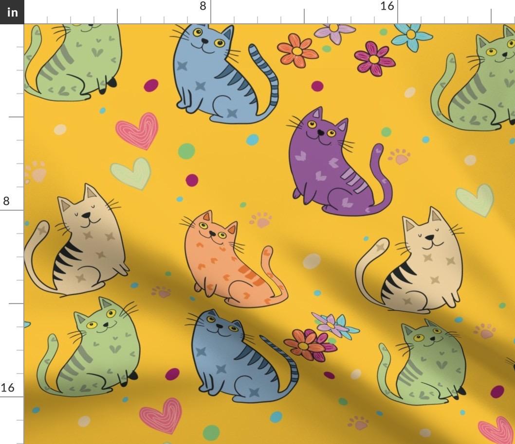 Cat Lovers Fabric, Quilting, Apparel, Home Decor, Beginner-Friendly Quilting-Weight Cotton