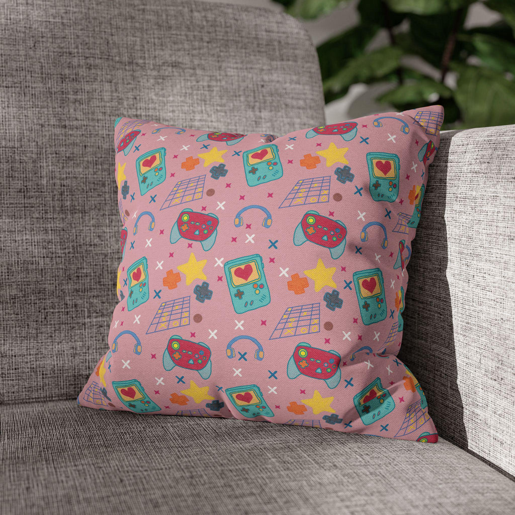 Kawaii Retro Tech Pattern Pillowcase | Square Throw Pillowcase