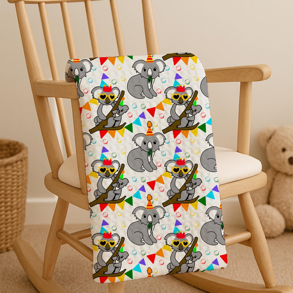 Party Koala Fabric by the Yard – Cute Koala Surface Pattern, Kids Fabric, Australia Animal Print, Celebration Fabric for Quilting & Craft