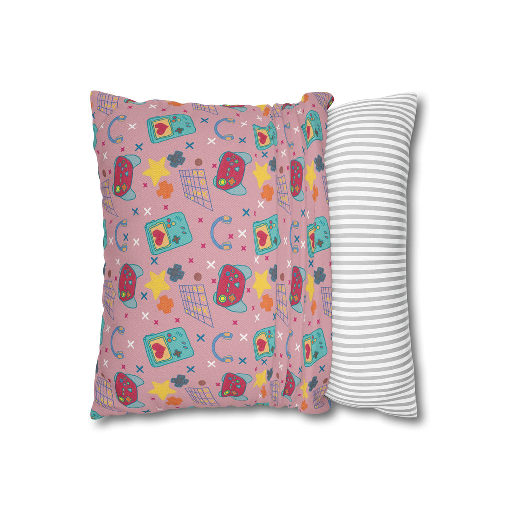 Kawaii Retro Tech Pattern Pillowcase | Square Throw Pillowcase