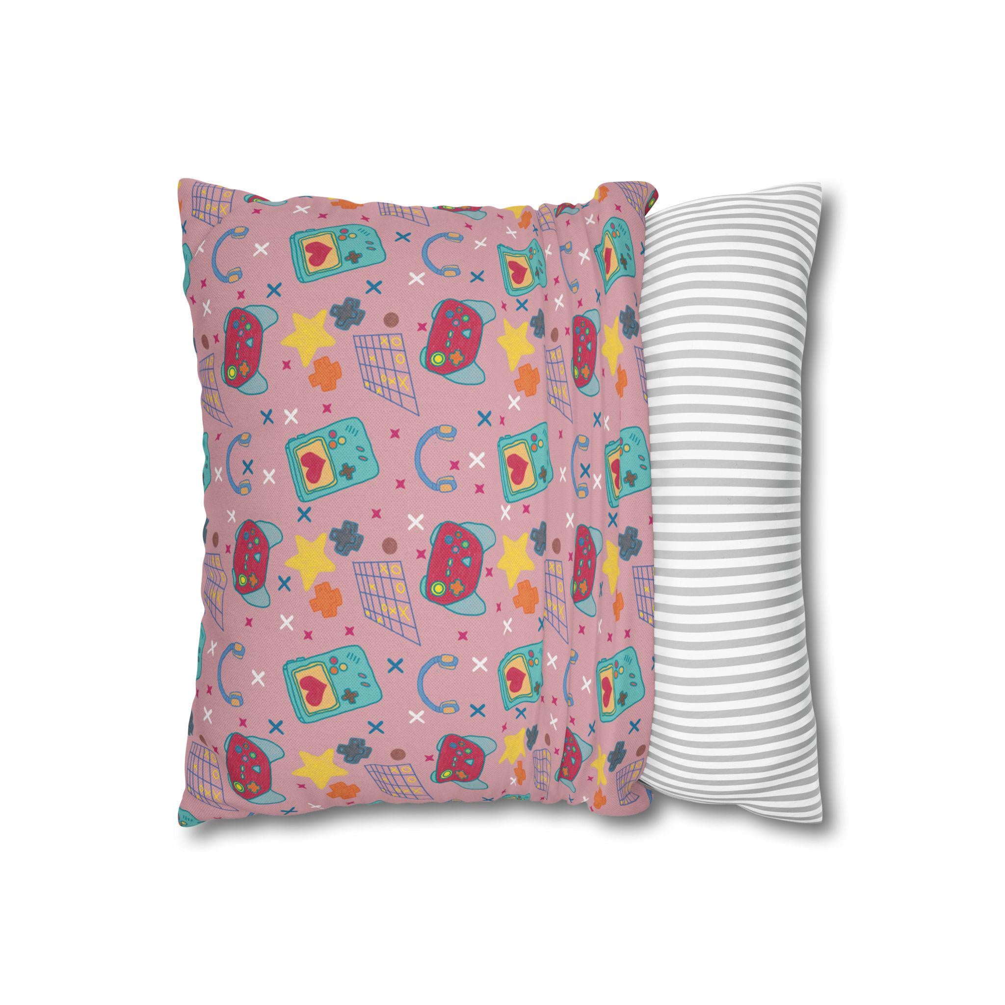 Kawaii Retro Tech Pattern Pillowcase | Square Throw Pillowcase