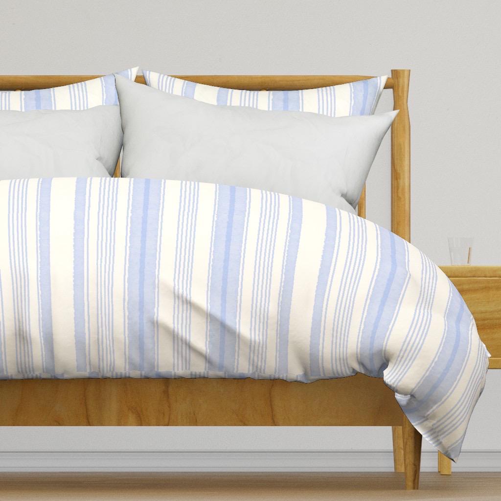 Watercolor Cabana Stripe Fabric, Coastal Blue, Nautical Nursery Textile