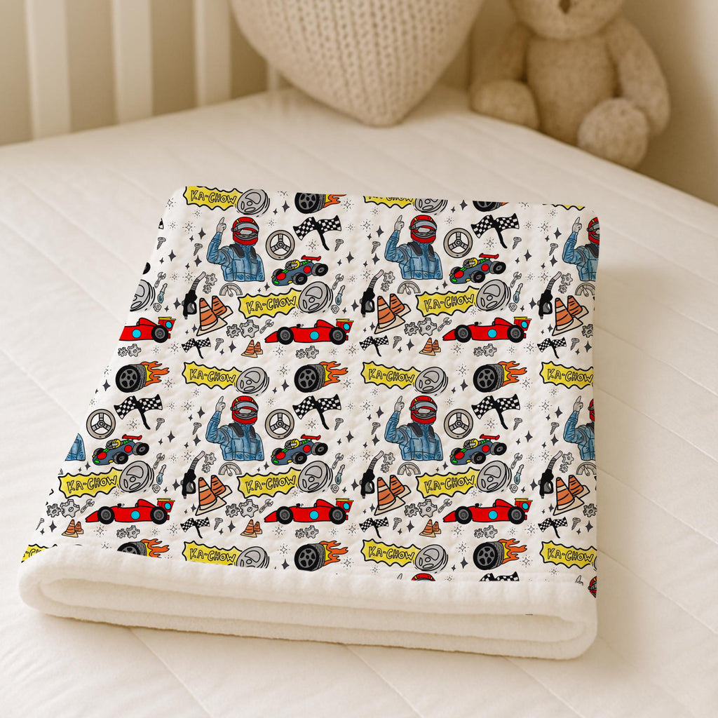 Doodle Racing Cars Fabric, Kids Quilting, Apparel Print, Cotton, Satin, Fabric by the yard