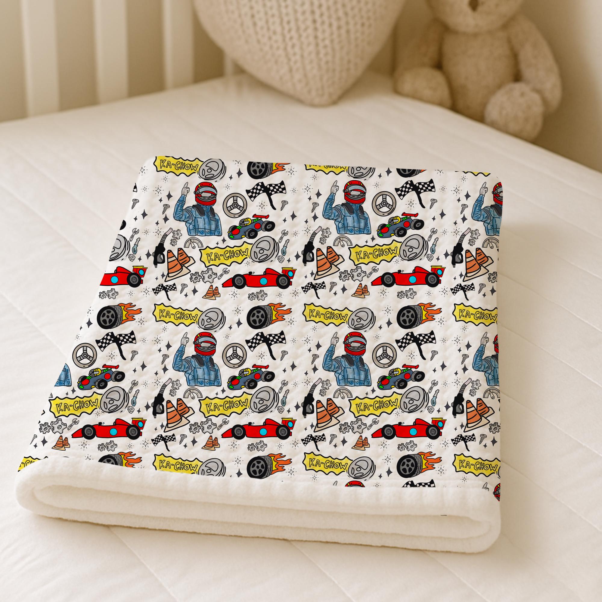 Doodle Racing Cars Fabric, Kids Quilting, Apparel Print, Cotton, Satin, Fabric by the yard