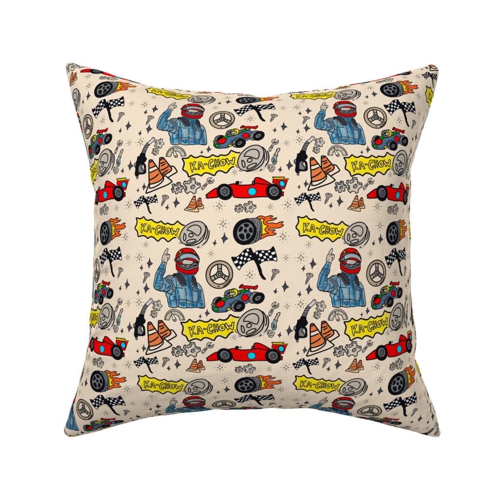 Doodle Racing Cars Fabric, Kids Quilting, Apparel Print, Cotton, Satin, Fabric by the yard