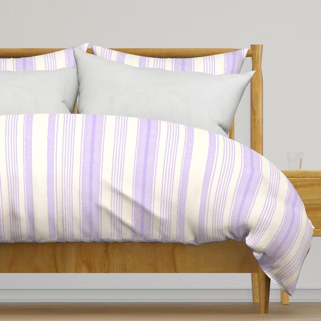 Lavender Watercolor Stripe Fabric, Hand Painted Cottagecore Nursery Textiles
