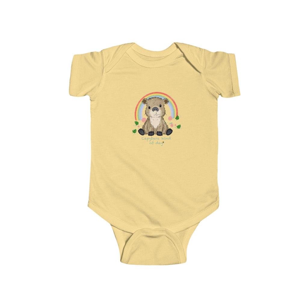 Capybara Baby Bodysuit, Rainbow Animal Outfit, Soft Cotton Infant Wear