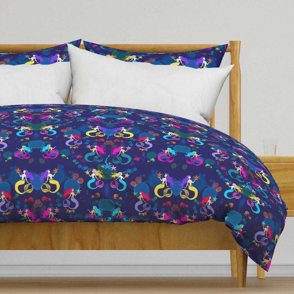 Dark Blue Mermaid Fabric, Quilting Cotton, Apparel Prints