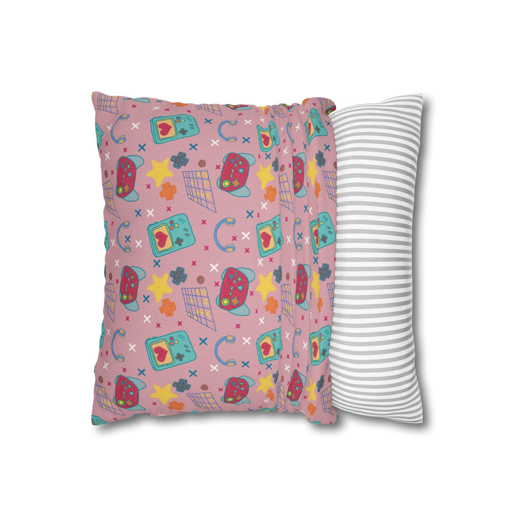 Kawaii Retro Tech Pattern Pillowcase | Square Throw Pillowcase