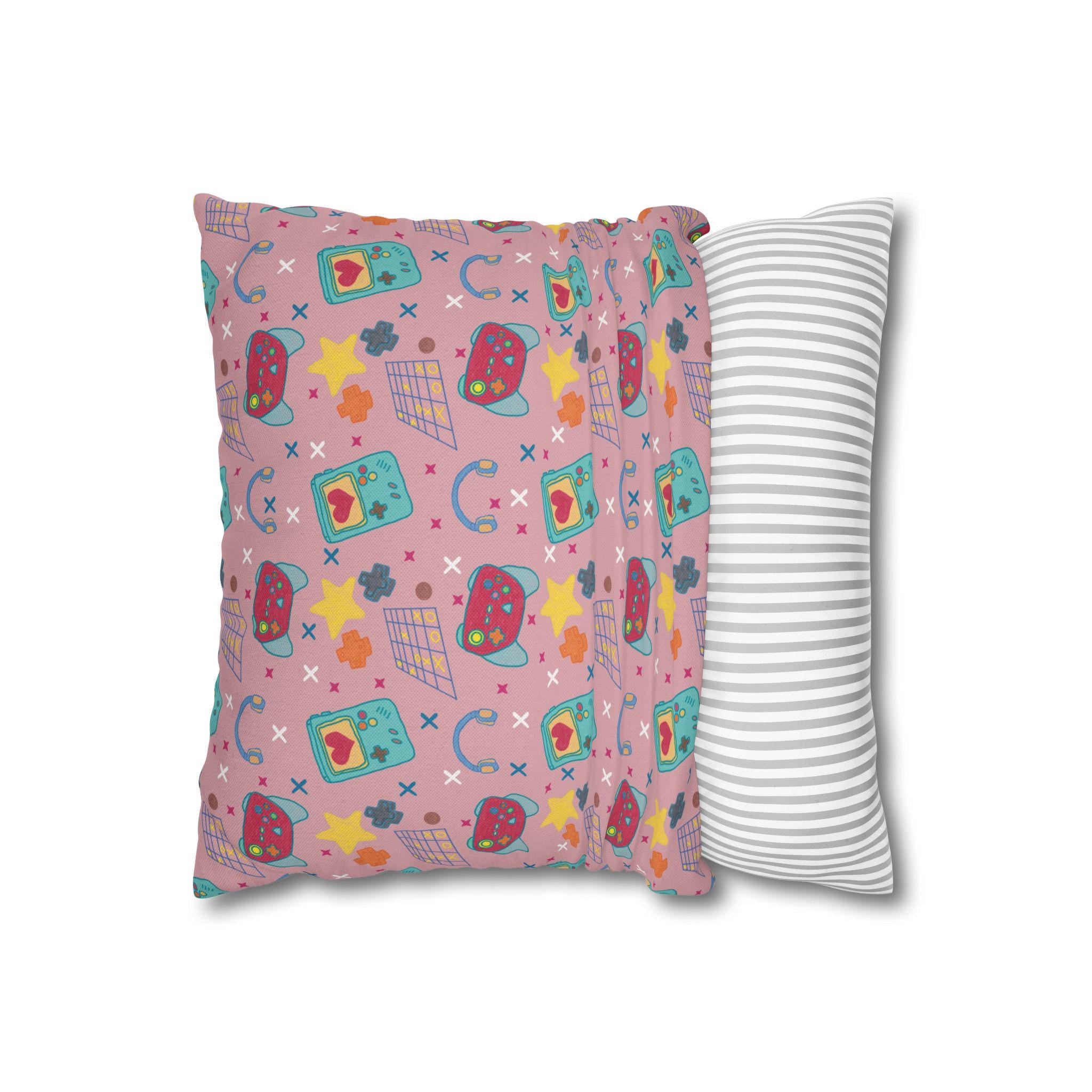 Kawaii Retro Tech Pattern Pillowcase | Square Throw Pillowcase