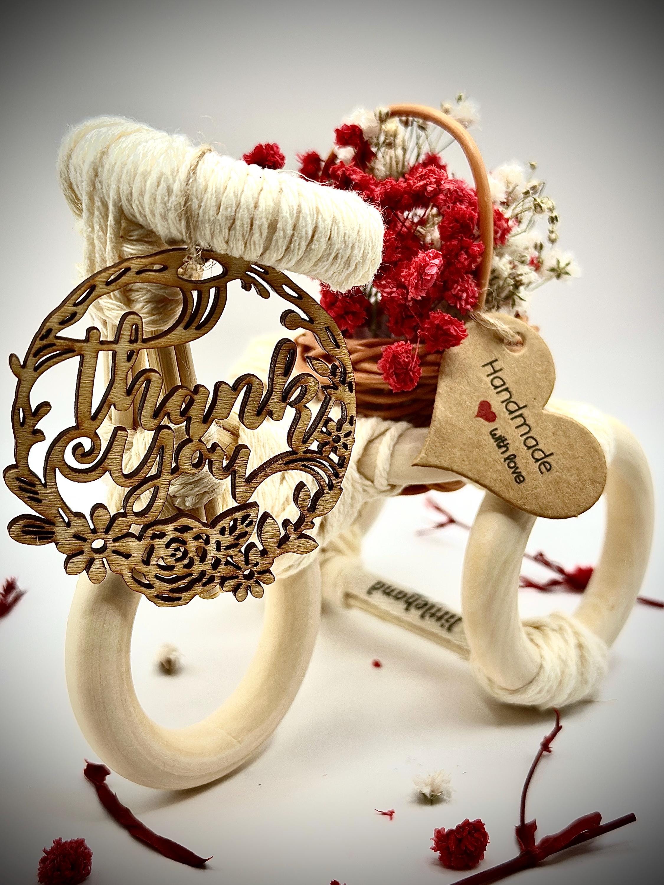 Handmade Wooden Bicycle Decor, Dried Flowers, Rustic Farmhouse Accent, Thank You Gift