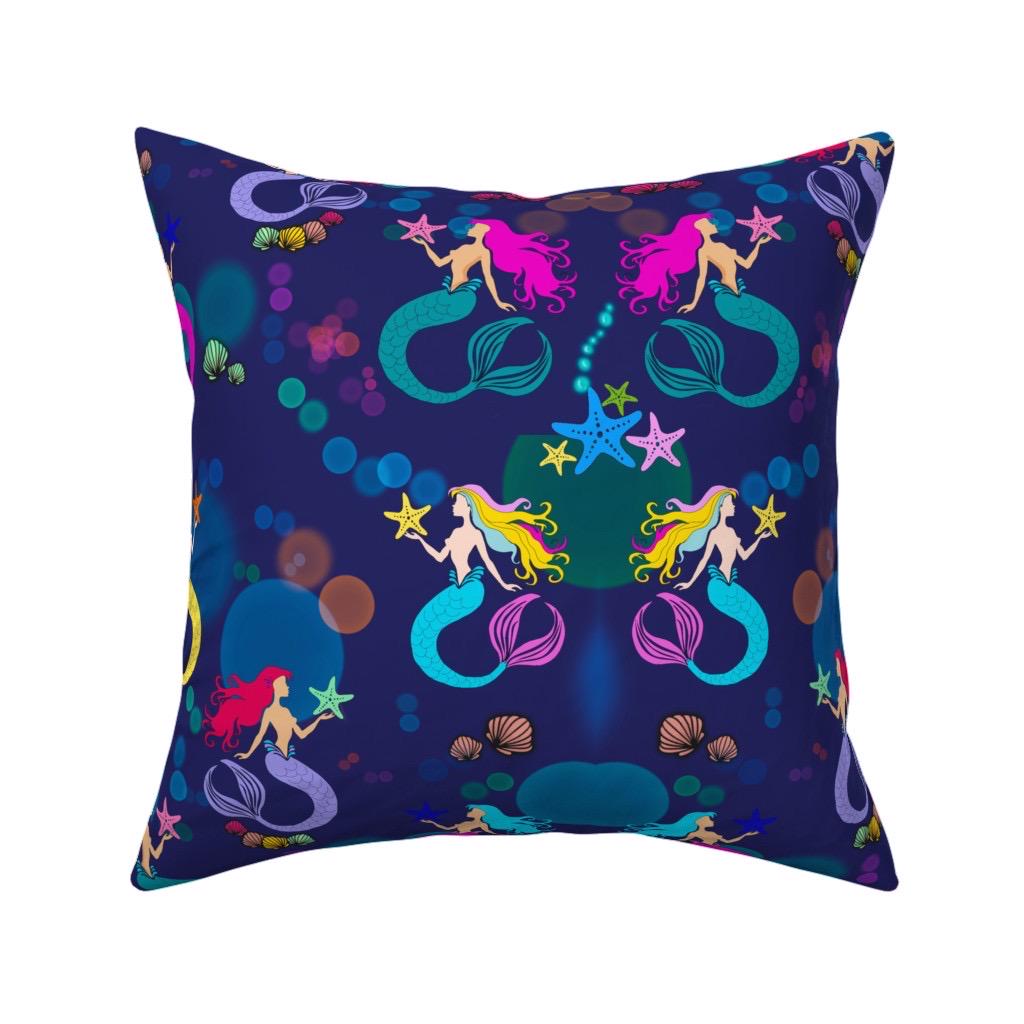 Dark Blue Mermaid Fabric, Quilting Cotton, Apparel Prints