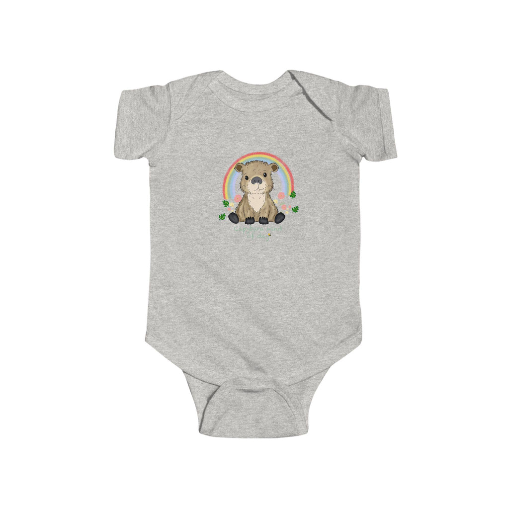 Capybara Baby Bodysuit, Rainbow Animal Outfit, Soft Cotton Infant Wear