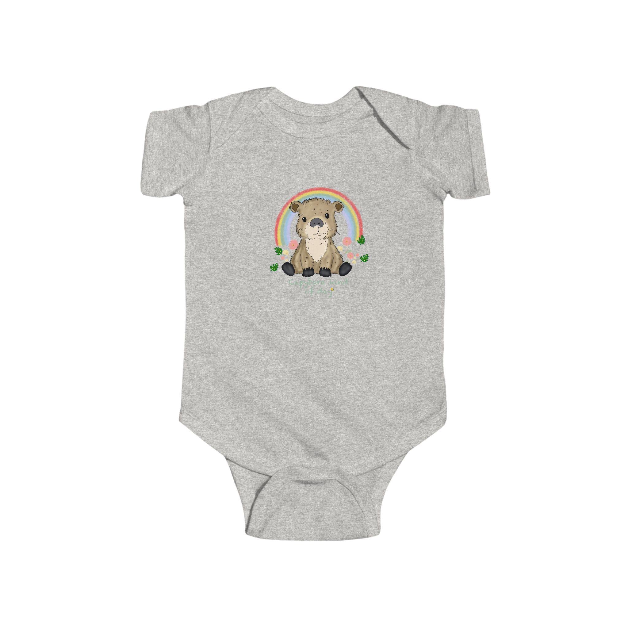 Capybara Baby Bodysuit, Rainbow Animal Outfit, Soft Cotton Infant Wear