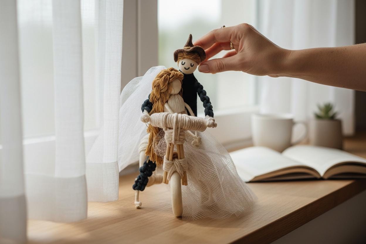 Custom Macramé Cake Topper | Boho Wedding Bride Groom Fiber Art