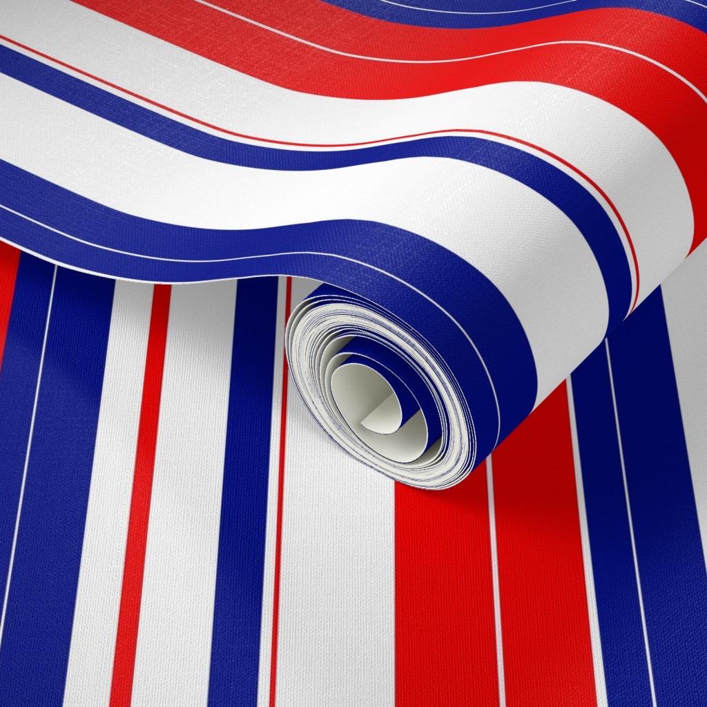 Modern Patriotic Stripes Red, White, and Blue Fabric by the yard