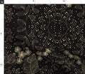Dark Floral Damask Fabric, Cotton or Satin, Quilting Apparel Home Decor Prints