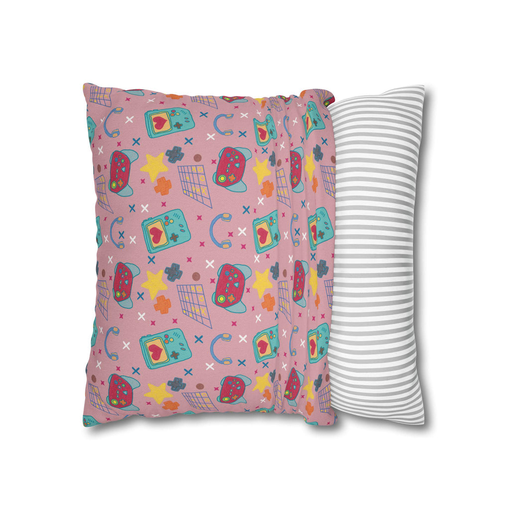Kawaii Retro Tech Pattern Pillowcase | Square Throw Pillowcase