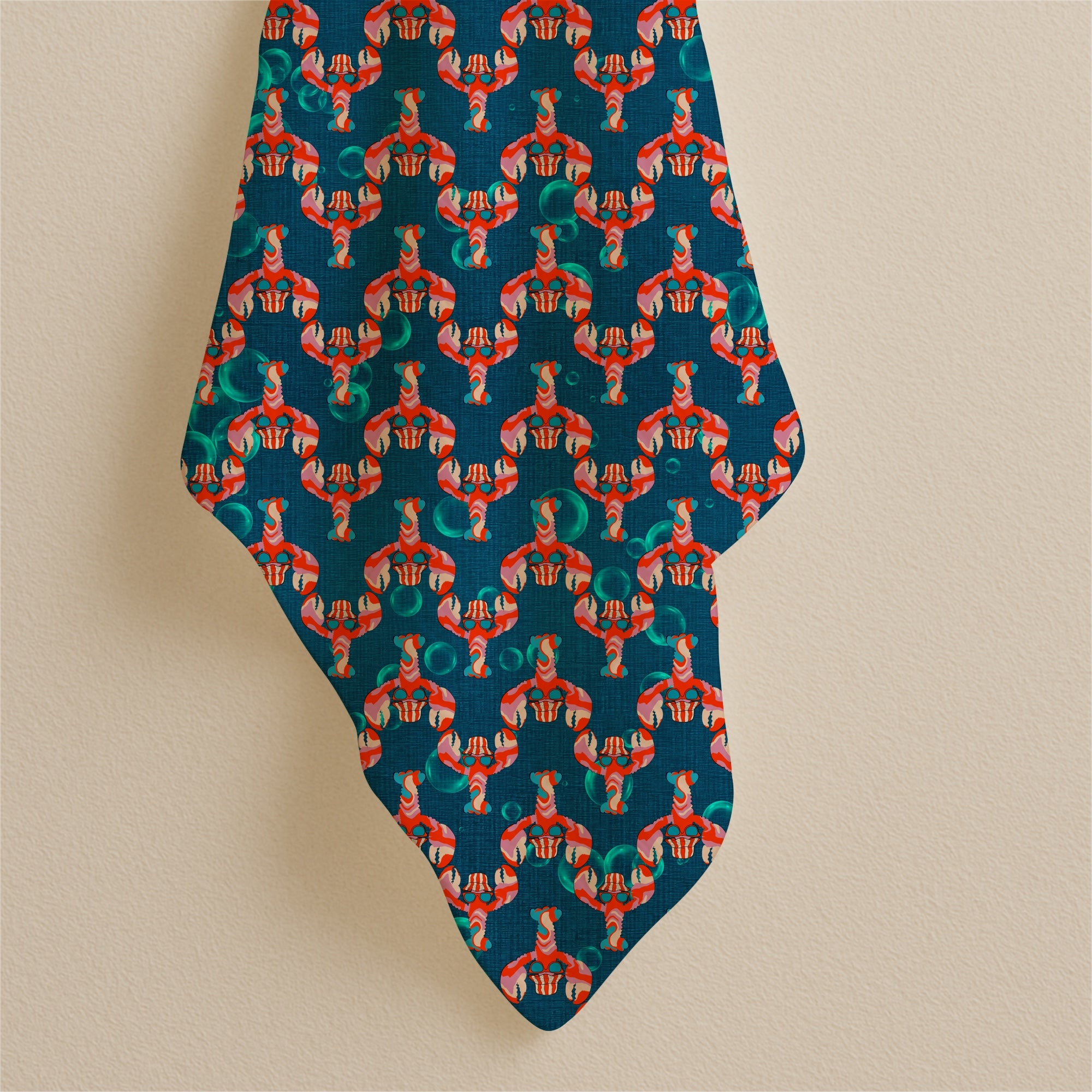 Whimsical Lobster Fabric – Teal Nautical Coastal Print, Cotton By The Yard