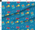 Retro Video Game Controllers  Fabric, Blue Quilting, Clothes, Accessories,Fabric by the yard.