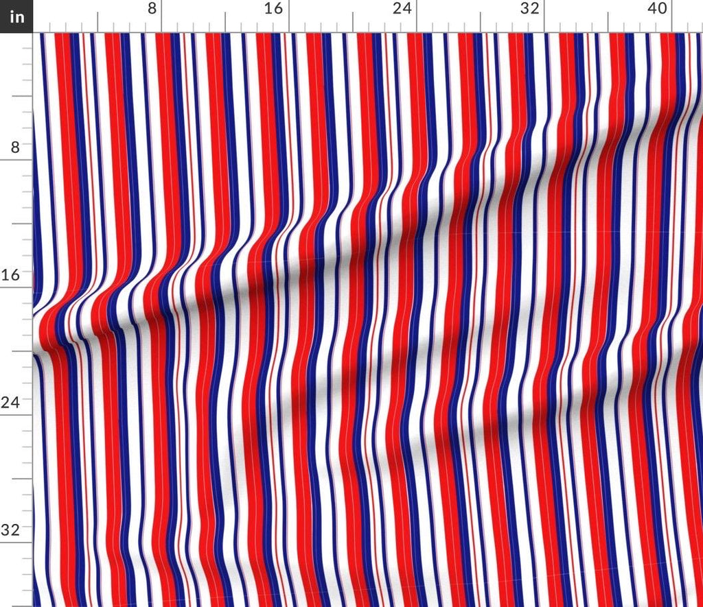 Modern Patriotic Stripes Red, White, and Blue Fabric by the yard