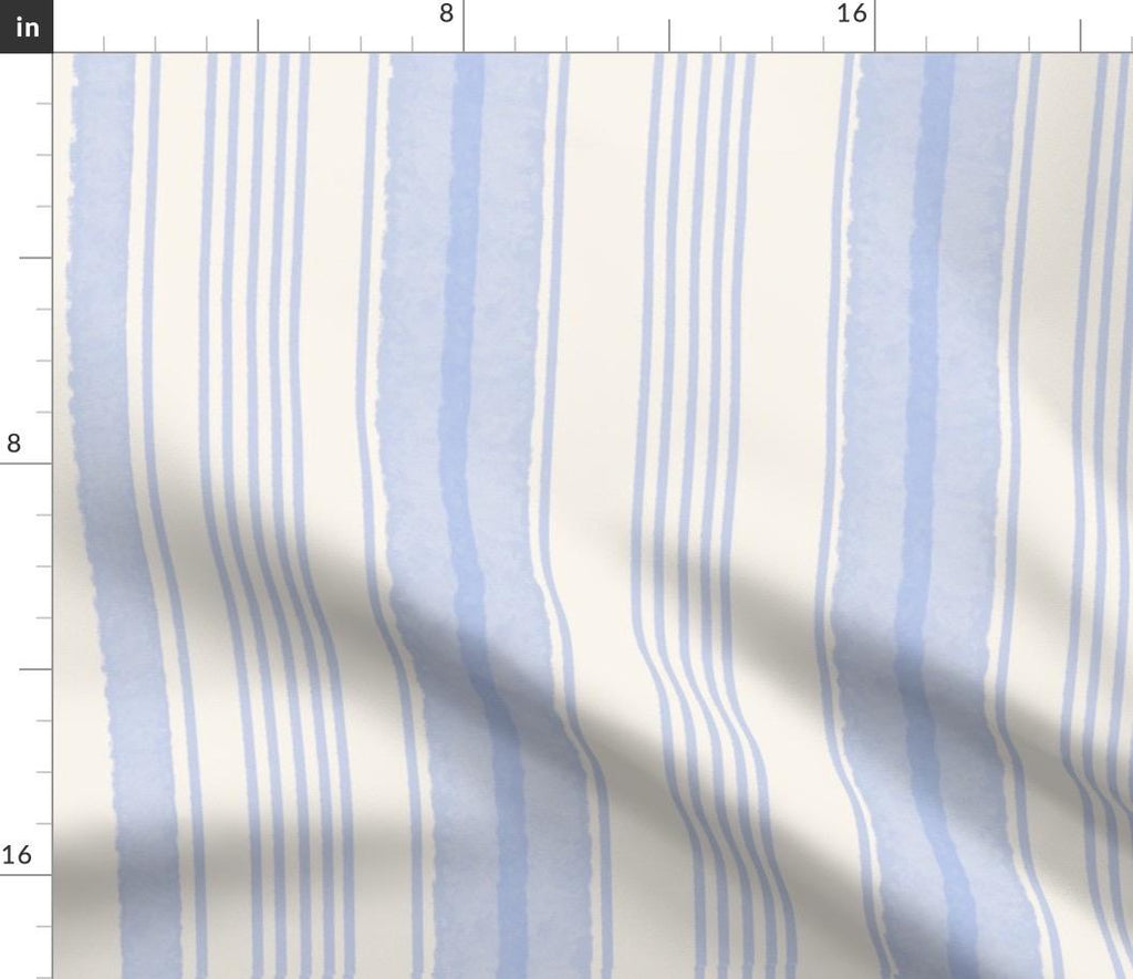 Watercolor Cabana Stripe Fabric, Coastal Blue, Nautical Nursery Textile