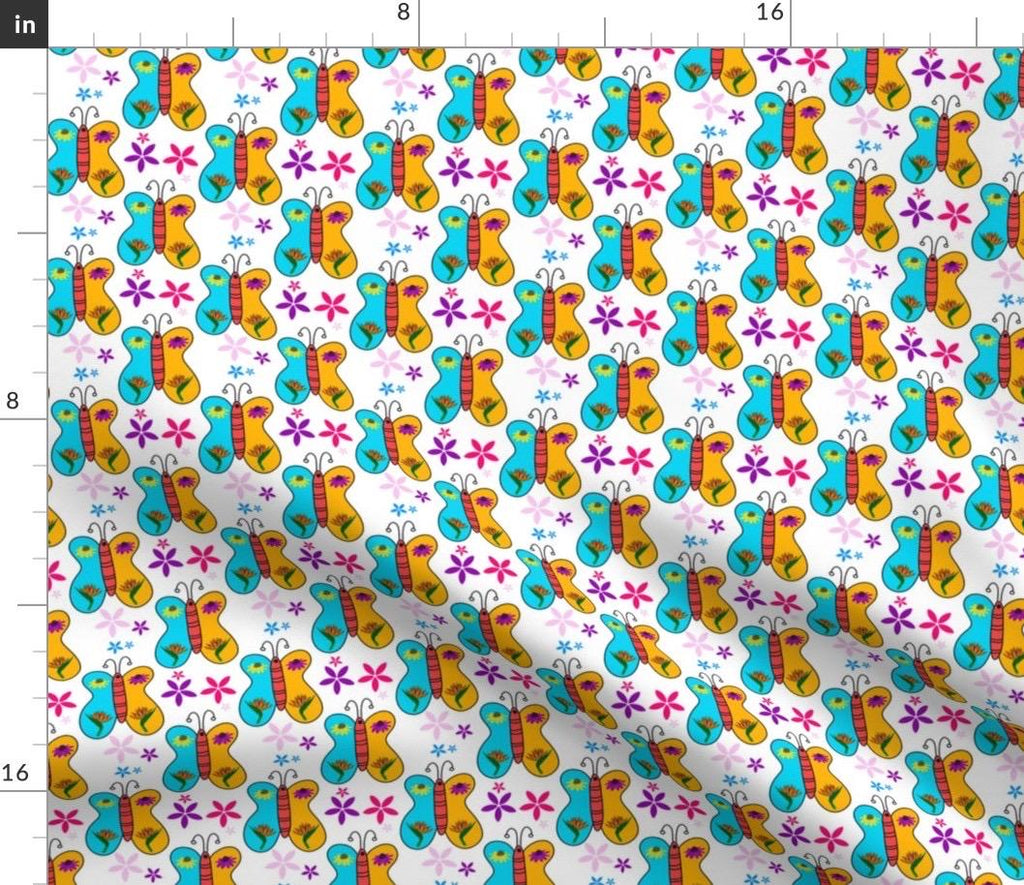 Butterfly Floral Fabric by Yard | Cotton Quilting Print