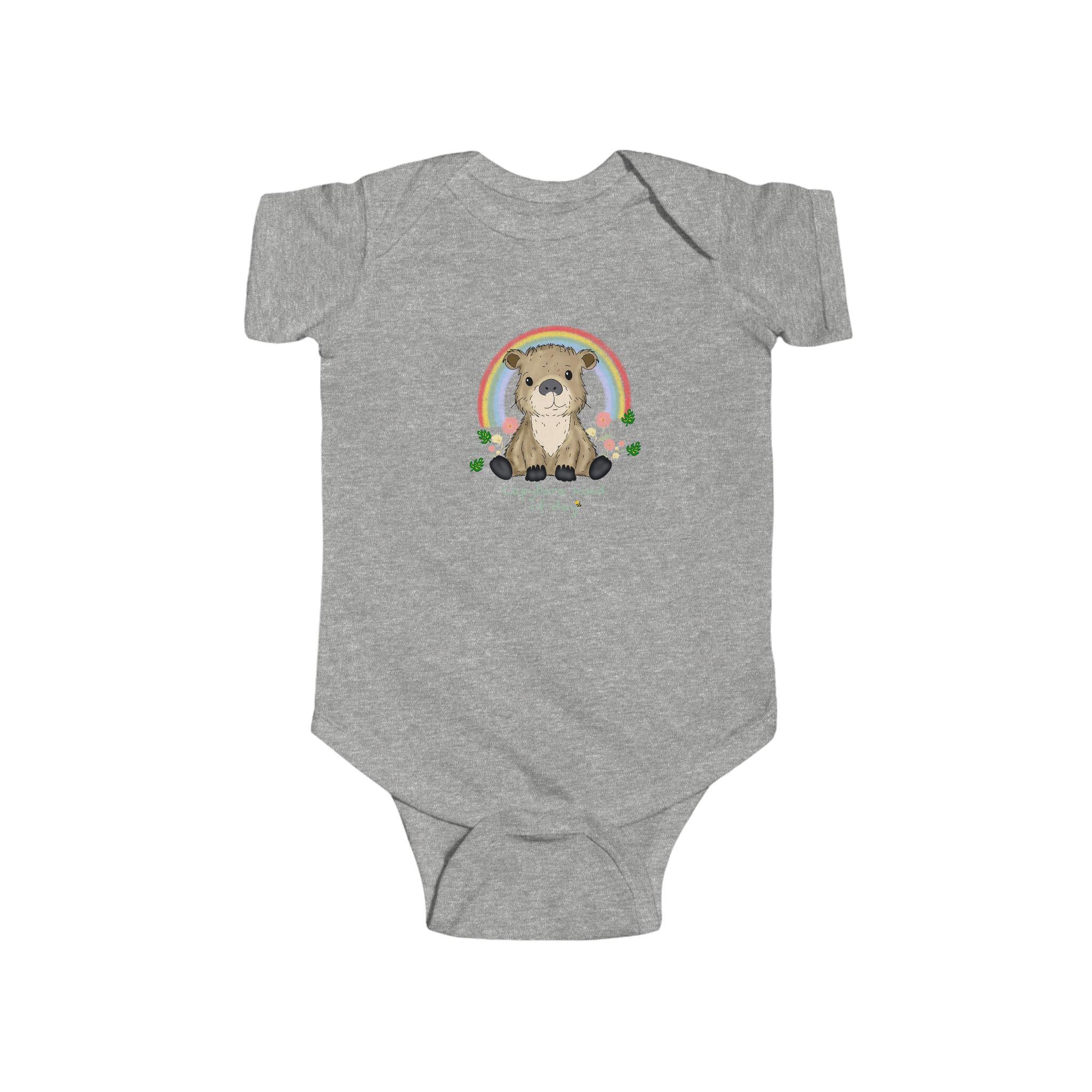 Capybara Baby Bodysuit, Rainbow Animal Outfit, Soft Cotton Infant Wear