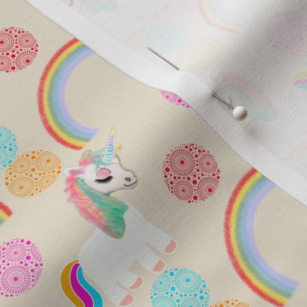 Pastel Unicorn Rainbow Fabric by the Yard, Cute Nursery Fabric, Baby Girl Fabric, Watercolor Unicorn Print, Rainbow Cotton Fabric
