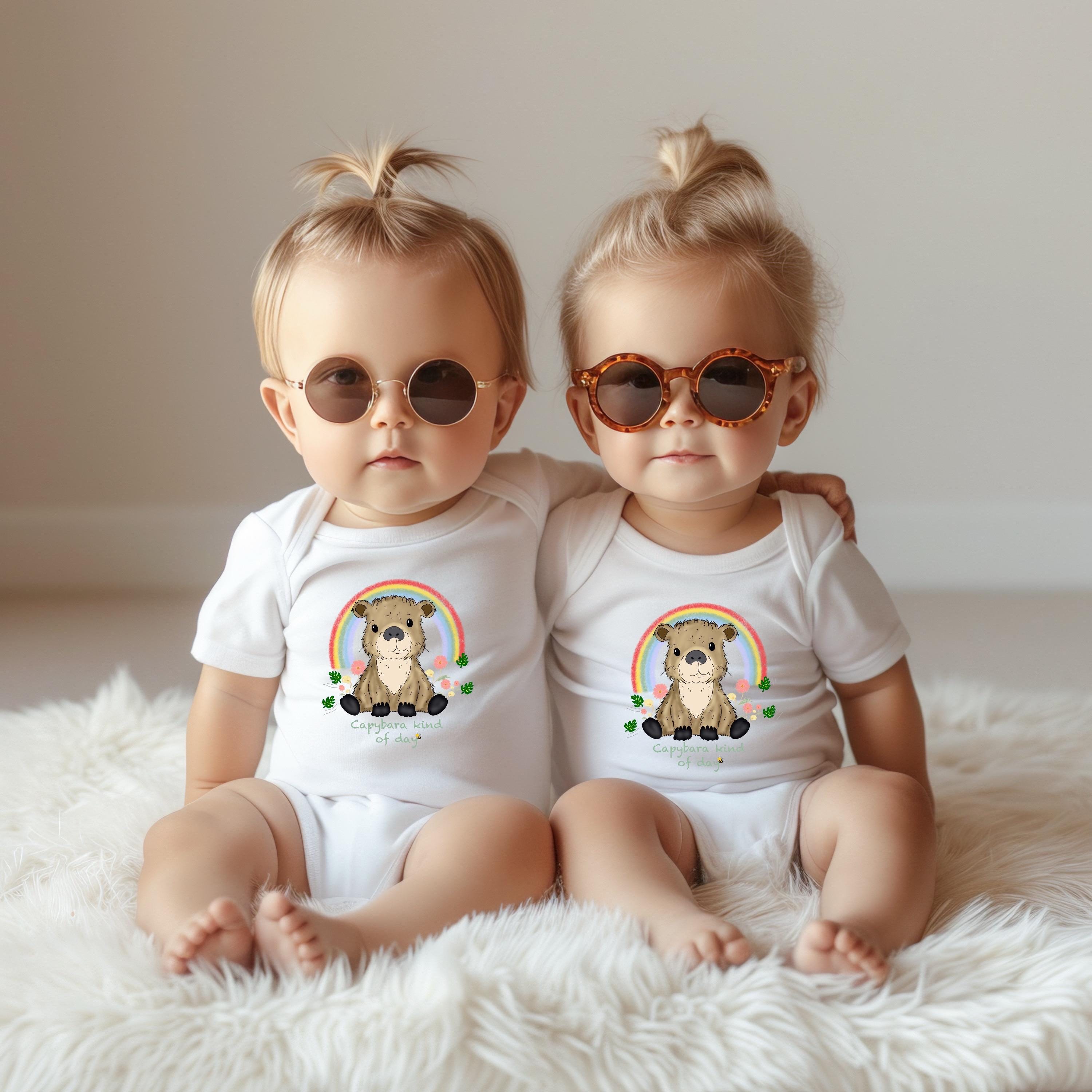 Capybara Baby Bodysuit, Rainbow Animal Outfit, Soft Cotton Infant Wear