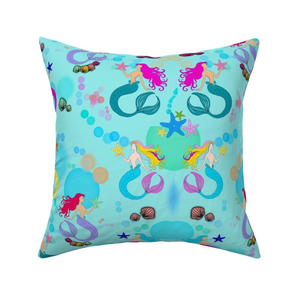 Teal Blue Mermaid Fabric, Satin or Cotton, Quilting Material, Fabricby  the Yard.
