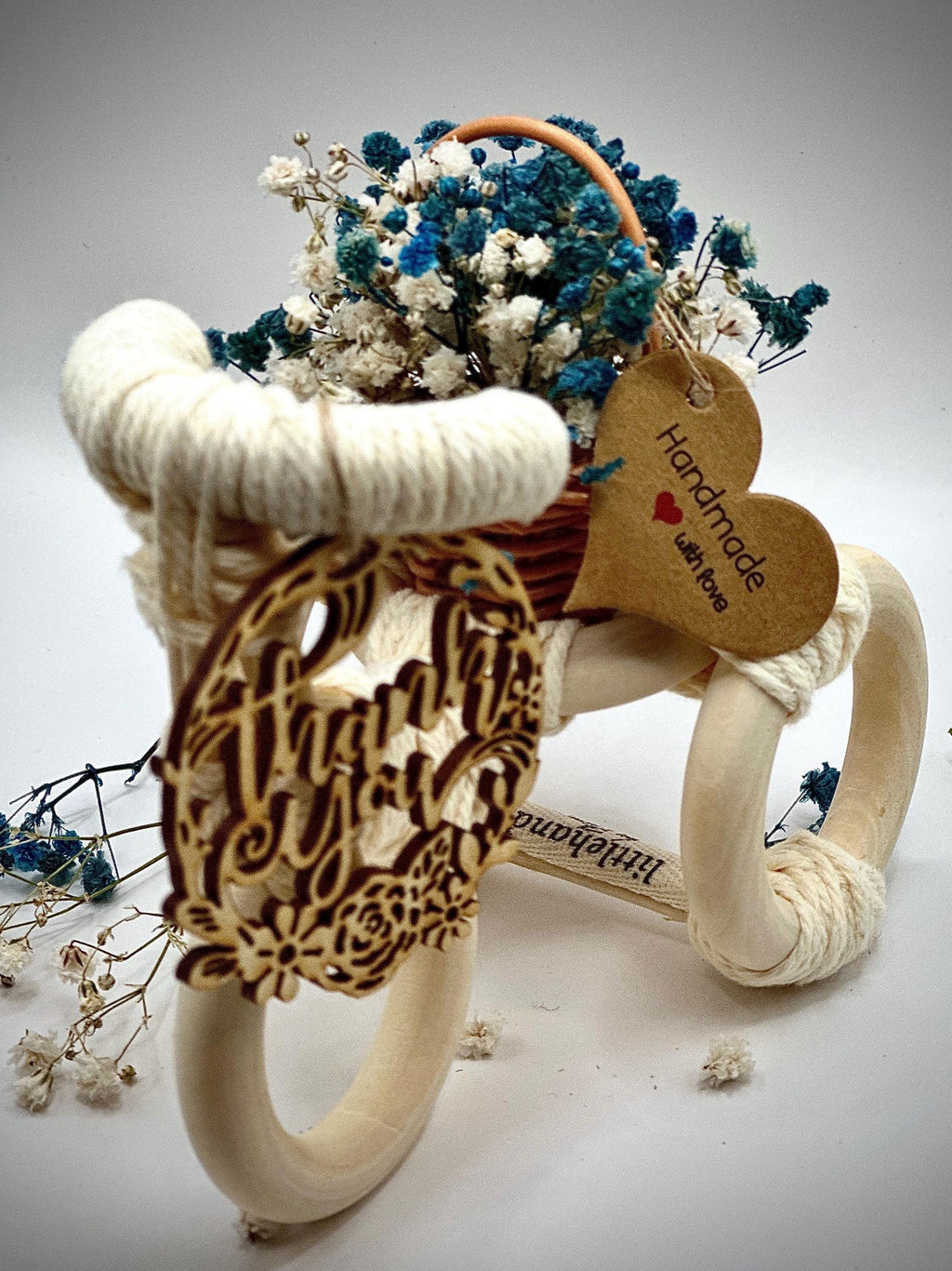 Handmade Wooden Bicycle Decor, Dried Flowers, Rustic Farmhouse Accent, Thank You Gift