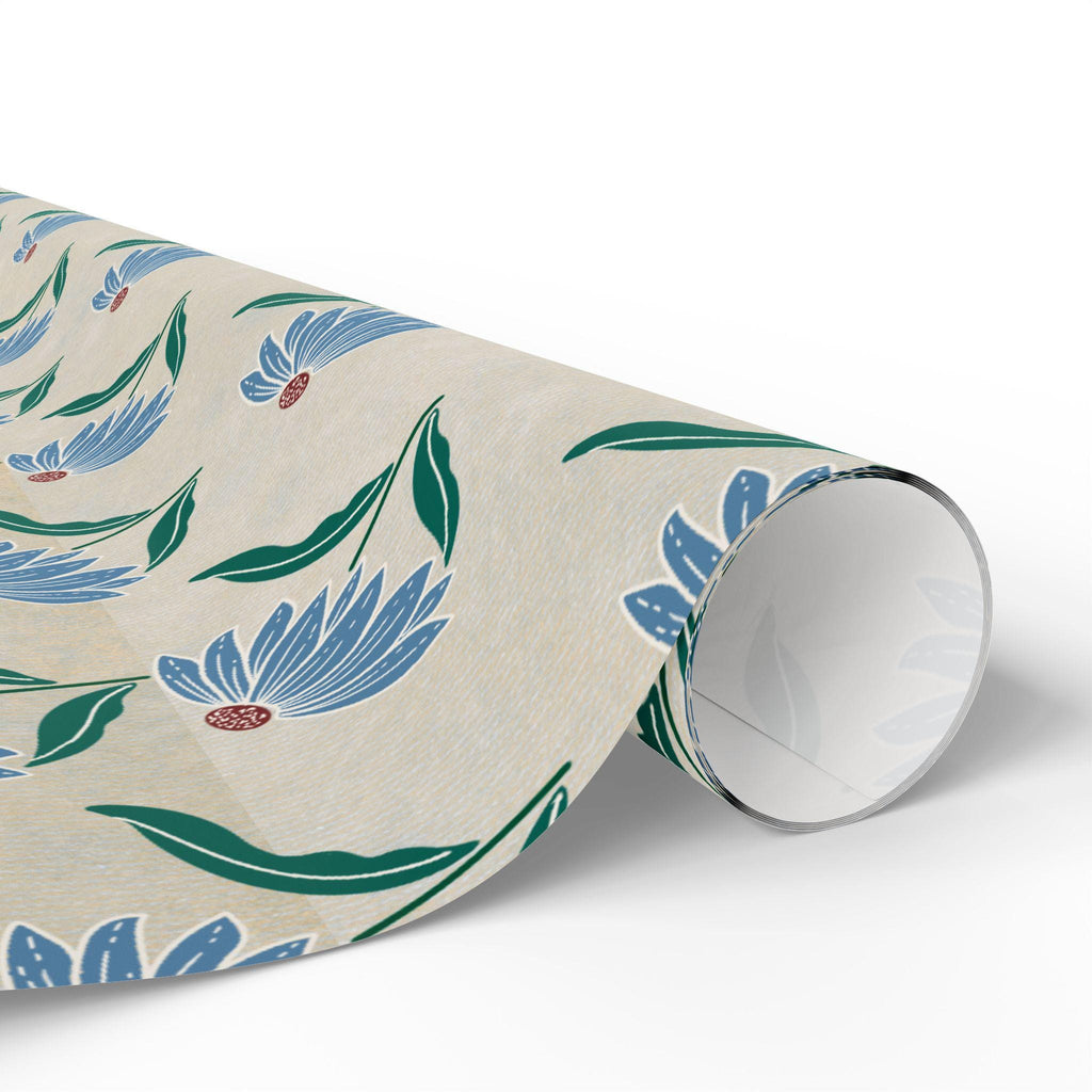 Blue Floral Pattern Wrapping Paper | Botanical Gift Wrap Roll