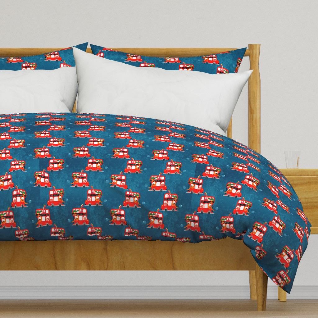 Dinosaur London Bus Fabric by the Yard | Kids Novelty Cotton Print