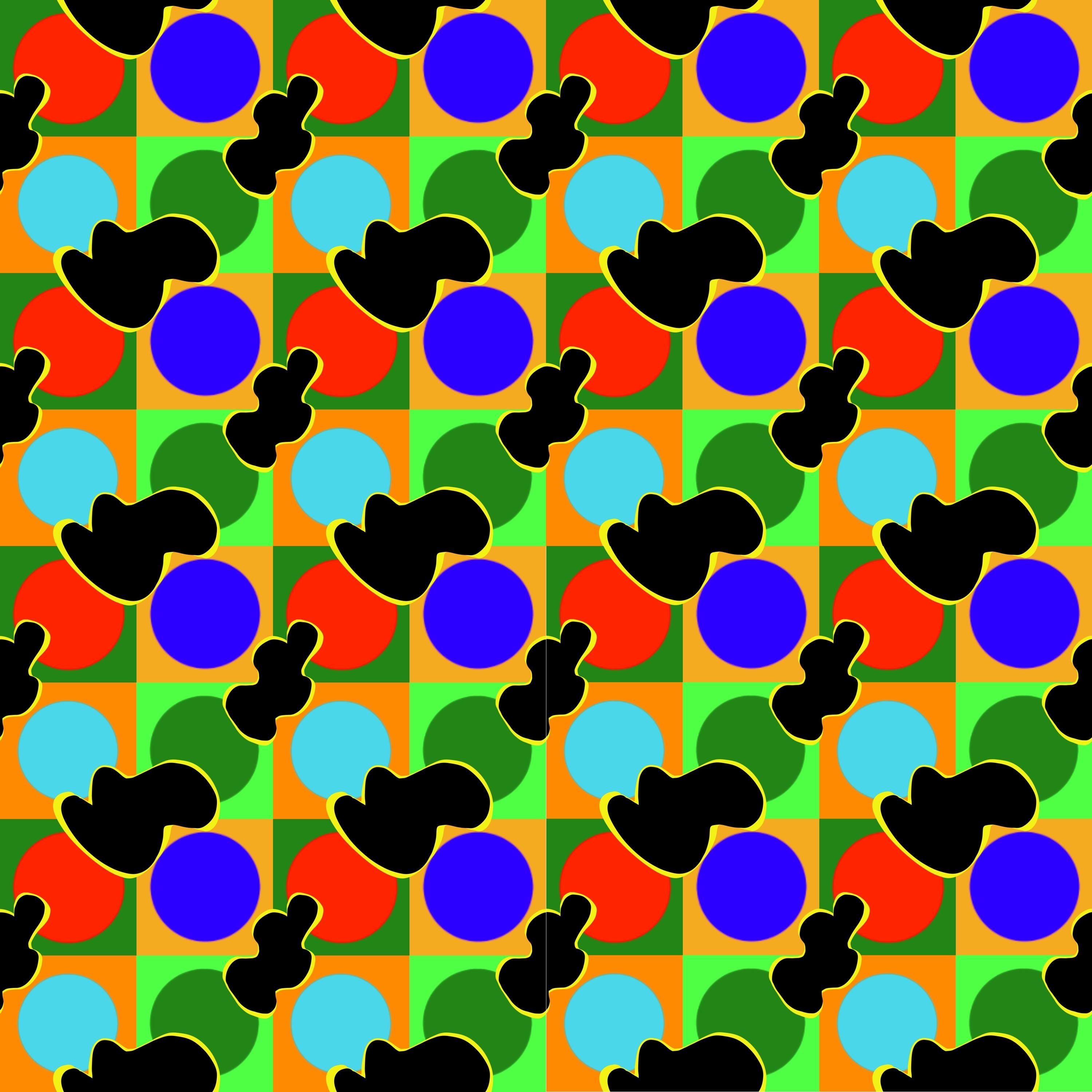 Retro Abstract Geometric Fabric by the Yard, Colorful Mod Circle Pattern Fabric, Bold Pop Art Shapes, Mid Century Modern Fabric for Quilting