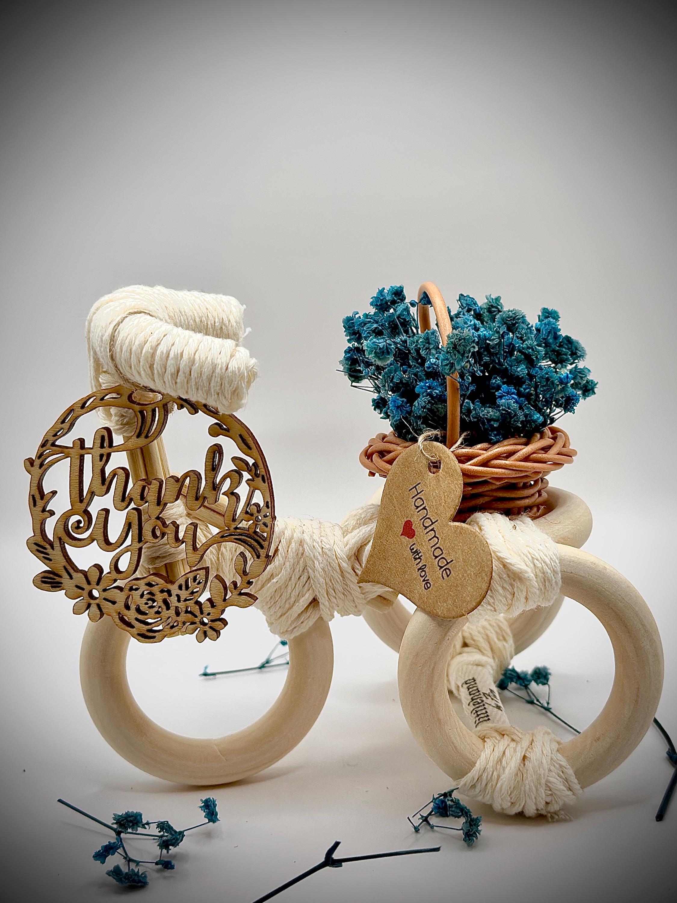 Handmade Wooden Bicycle Decor, Dried Flowers, Rustic Farmhouse Accent, Thank You Gift