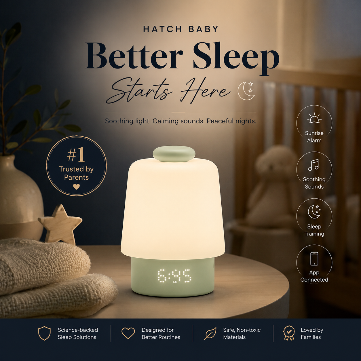 Hatch Baby Rest+ Smart Sleep Assistant | Smart Night Light & Sound Machine