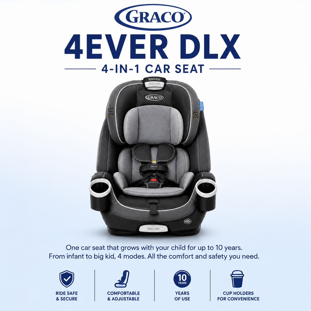 Graco 4Ever DLX 4-in-1 Convertible Car Seat | Rear-Facing, Forward-Facing, Highback Booster & Backless Booster