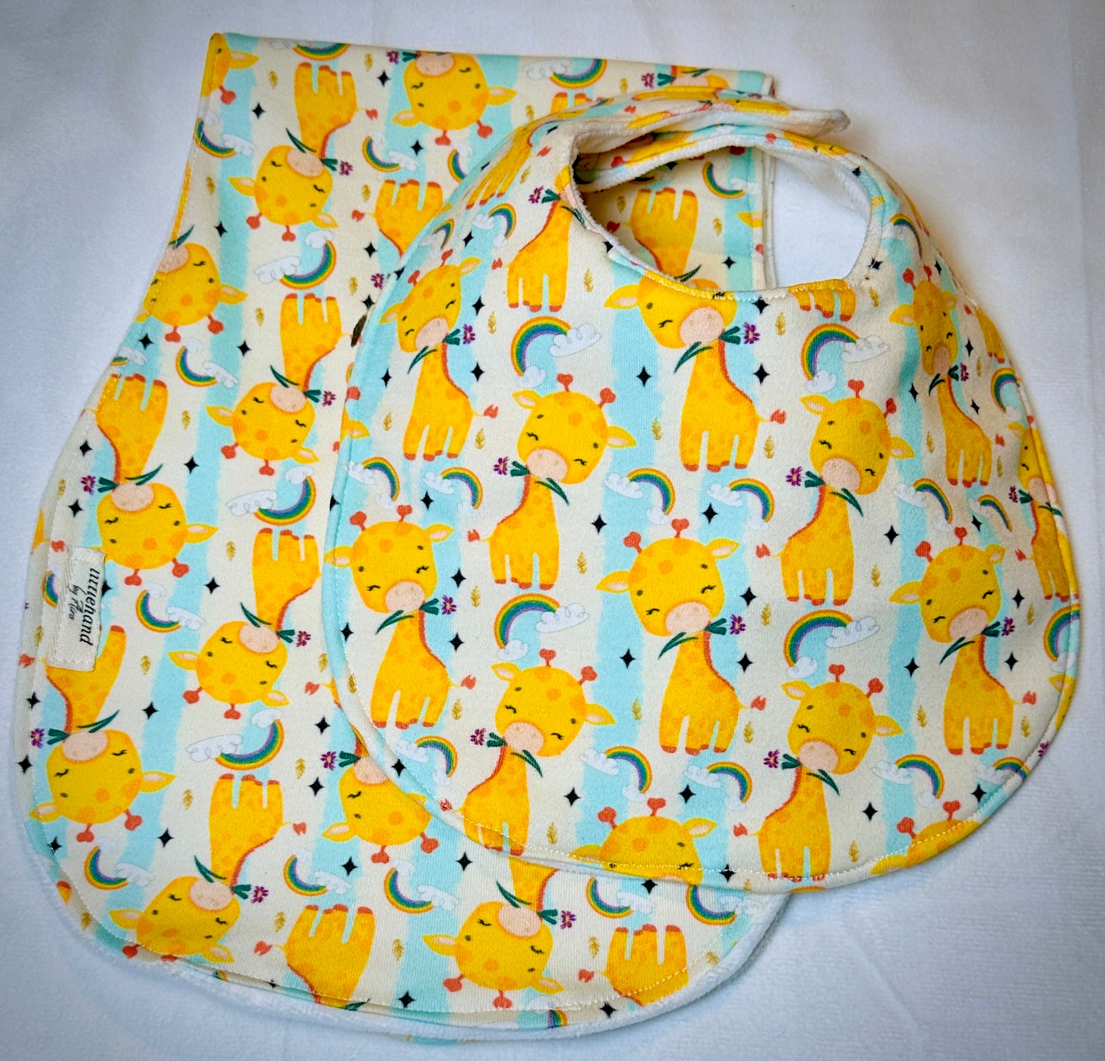 Baby Bib & Burp Cloth Set | Absorbent Feeding Essentials | Handmade Baby Shower Gift | Crab & Giraffe Print
