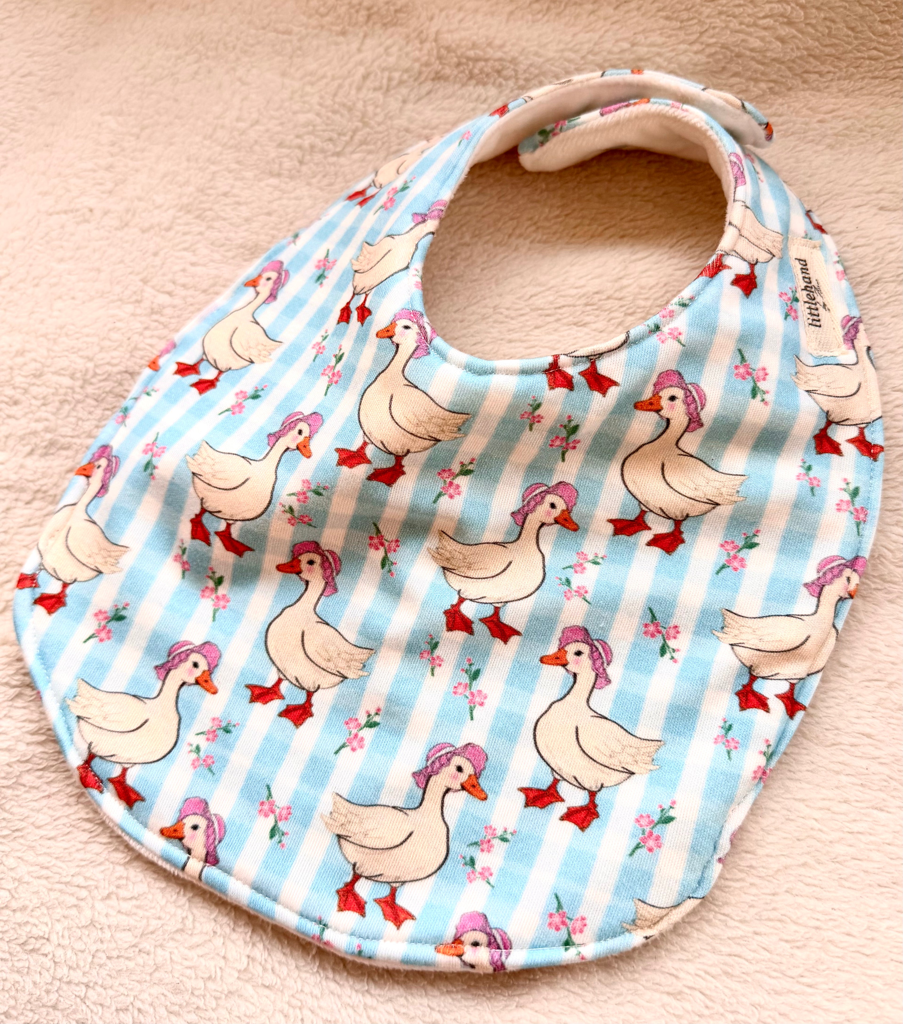 Organic Cotton Goose Baby Bib | Absorbent Feeding Bib | Baby Shower Gift