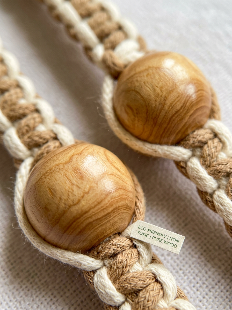 Handmade Macramé Pacifier Clips | Natural Cotton & Wooden Clip | Baby Shower Gift | LittleHandByAira
