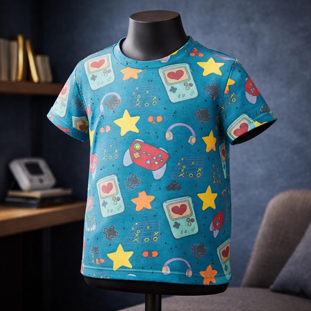 Retro Video Game Controllers  Fabric, Blue Quilting, Clothes, Accessories,Fabric by the yard.