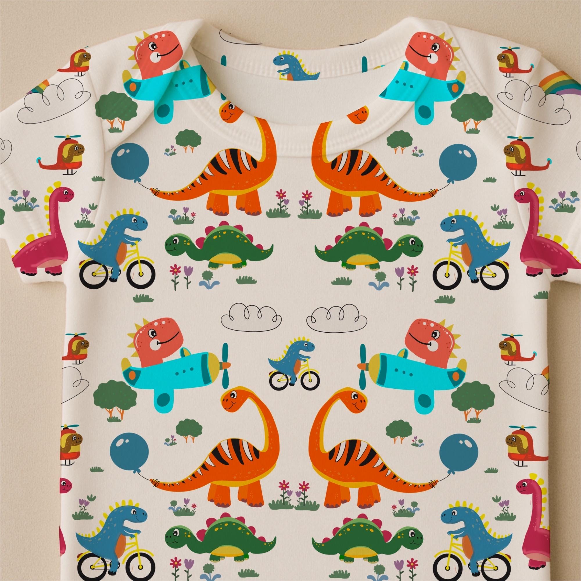 Dinosaur Cotton Fabric by the Yard | Kids Quilting Baby Nursery Print