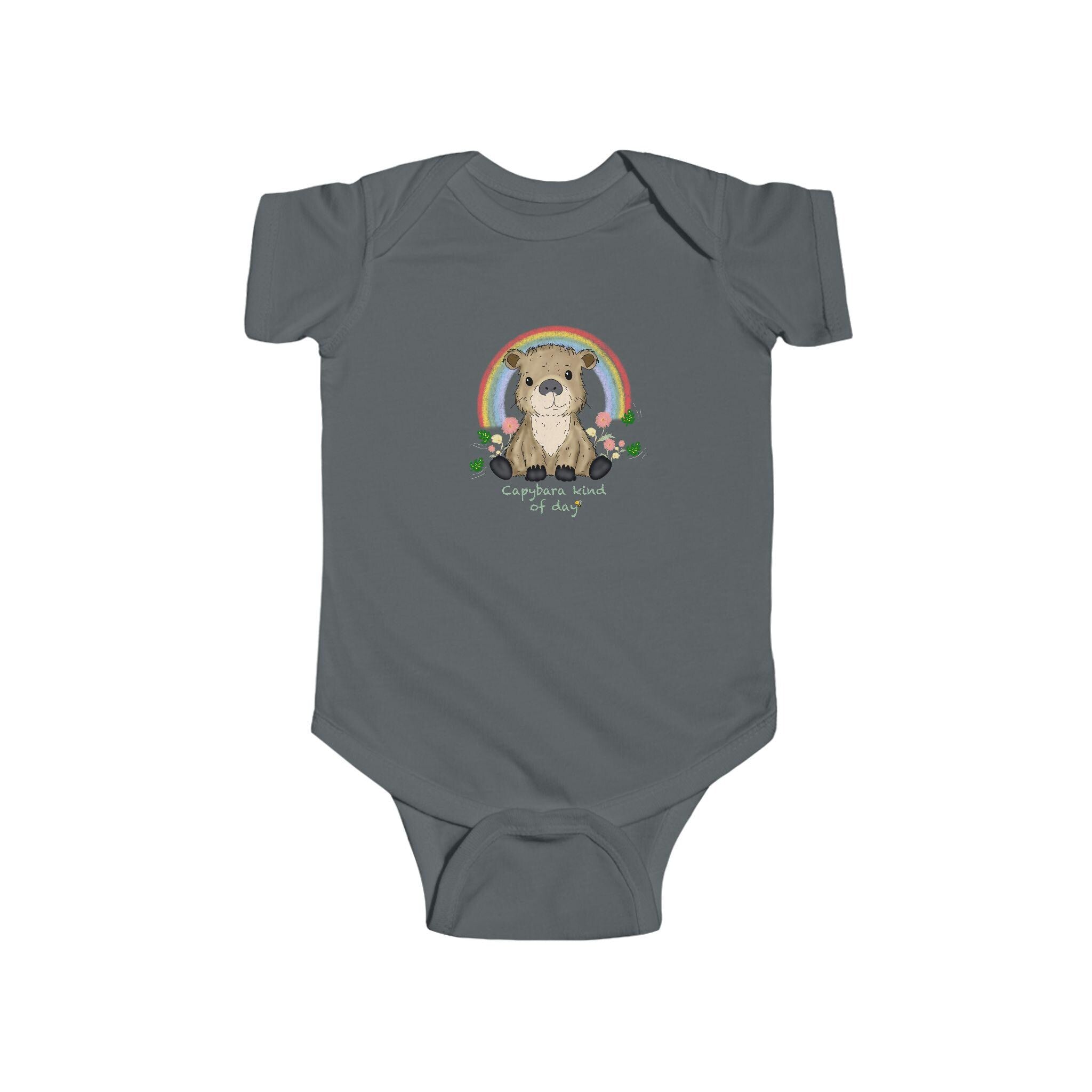 Capybara Baby Bodysuit, Rainbow Animal Outfit, Soft Cotton Infant Wear
